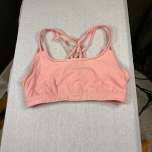 Athleta Pink Strappy Cage Back Sports Bra Womens Size Small Yoga Gym Workout